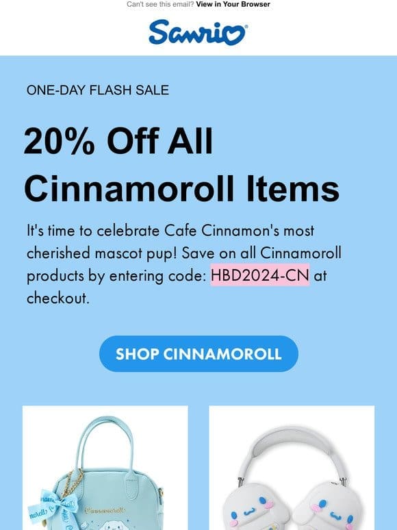 20% Off Cinnamoroll Items ☁️✨