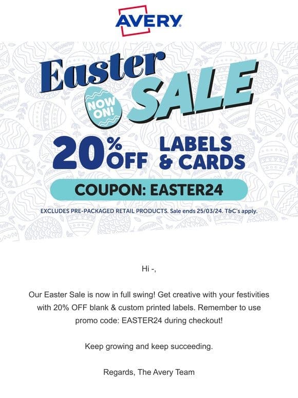 20% Off Easter Sale – Now On