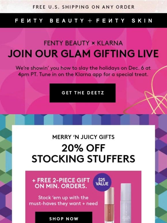 20% off stocking stuffers + two free