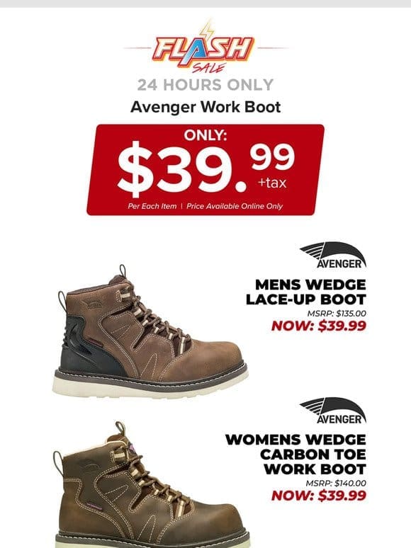 24 HOURS ONLY | AVENGER WORK BOOT | FLASH SALE