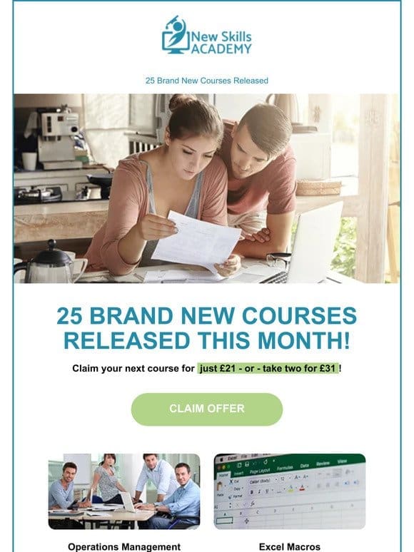25 Brand New Courses Released: All £21 Today!