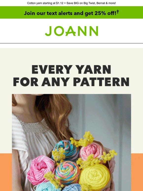 25% off ENTIRE STOCK yarn!