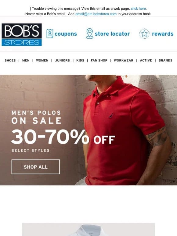 30-70% OFF Men’s Polos