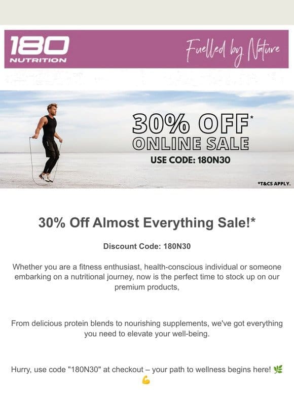 30% Off Almost Everything! Protein Powders Made with Natural Ingredients!