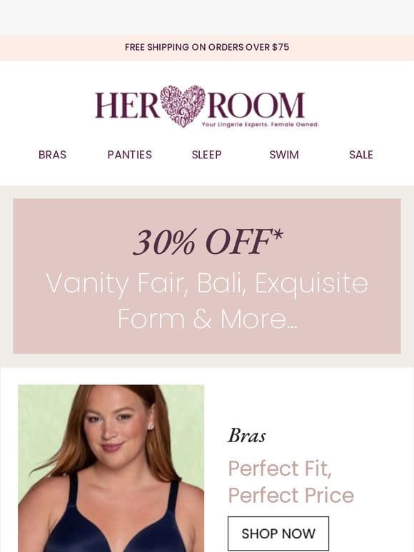 30% Off Vanity Fair， Bali， Warner’s & more!