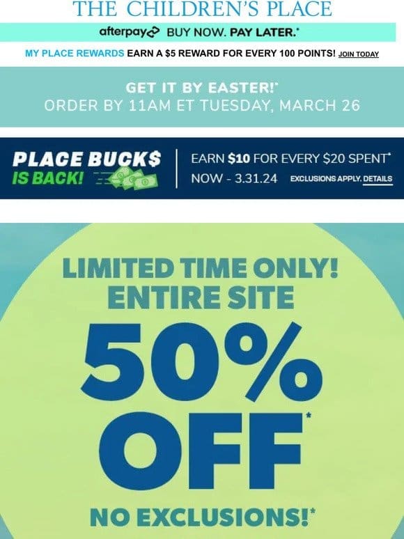 50% OFF *ENTIRE* SITE! NO EXCLUSIONS!