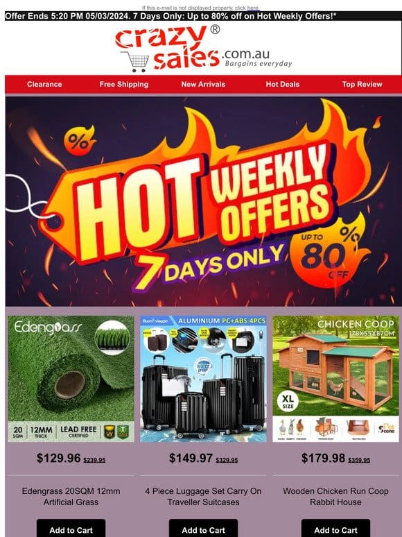 7 Days Only: Up to 80% off on Hot Weekly Offers!*