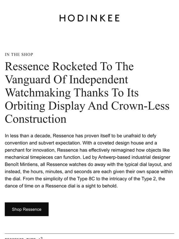 A Spotlight On Ressence Watches