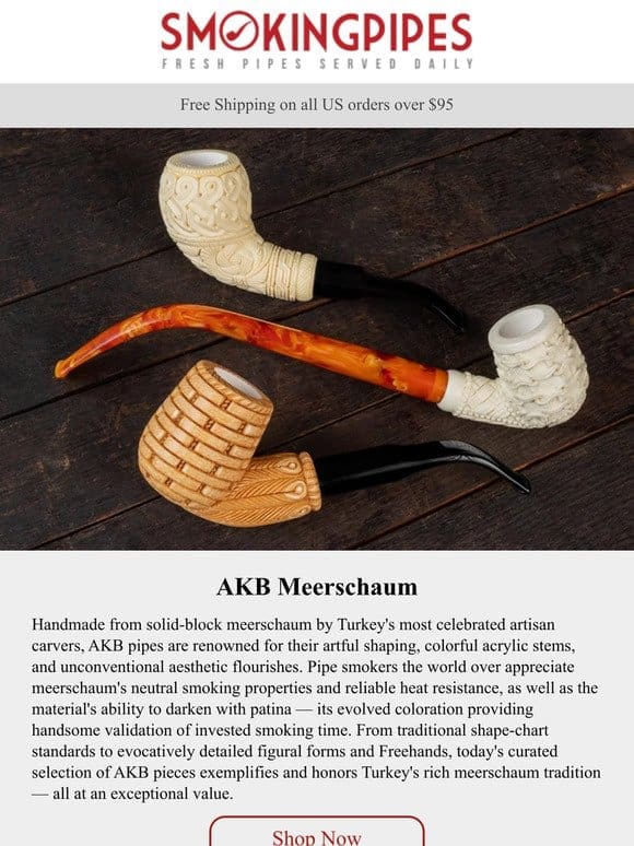 AKB Meerschaum Pipes | Artfully Shaped Solid-Block Meerschaum