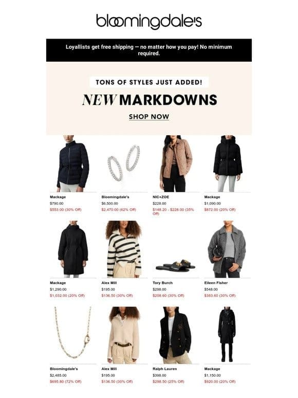 Add these new markdowns to bag now