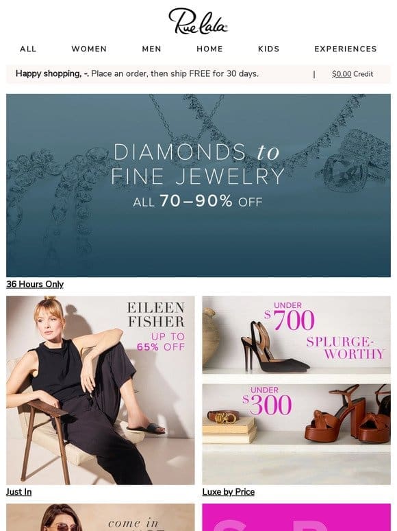 All 70 – 90% Off  s to Fine Jewelry for 36 HRS