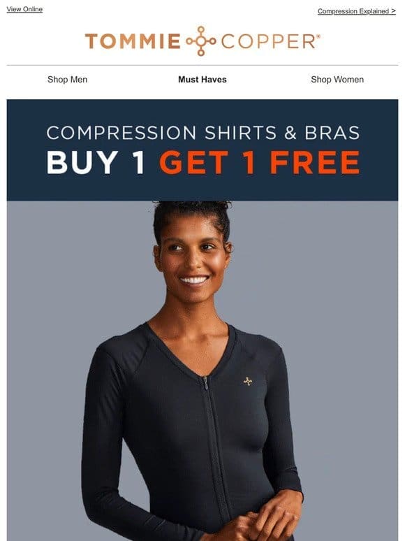 All Compression Shirts & Bras BOGO Free