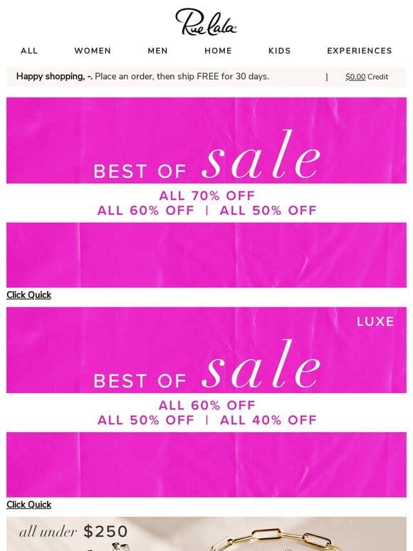 BEST OF SALE   70%， 60%， & 50% Off It ALL