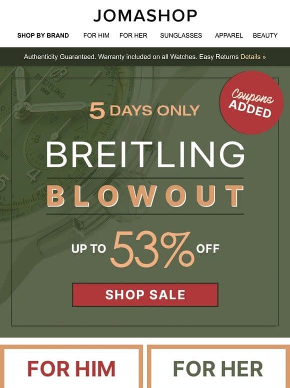 BREITLING BLOWOUT (53% OFF): For You!