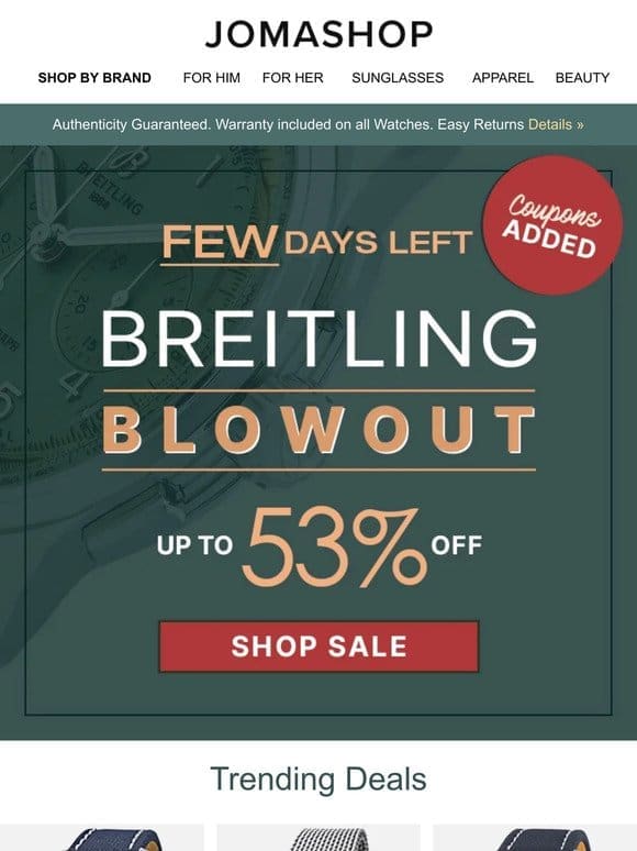 BREITLING BLOWOUT: Ends Tomorrow (53% OFF)