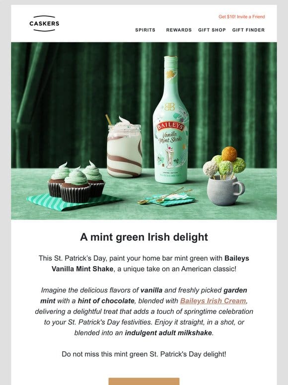 Baileys Mint Shake: A true St. Paddy’s treat!