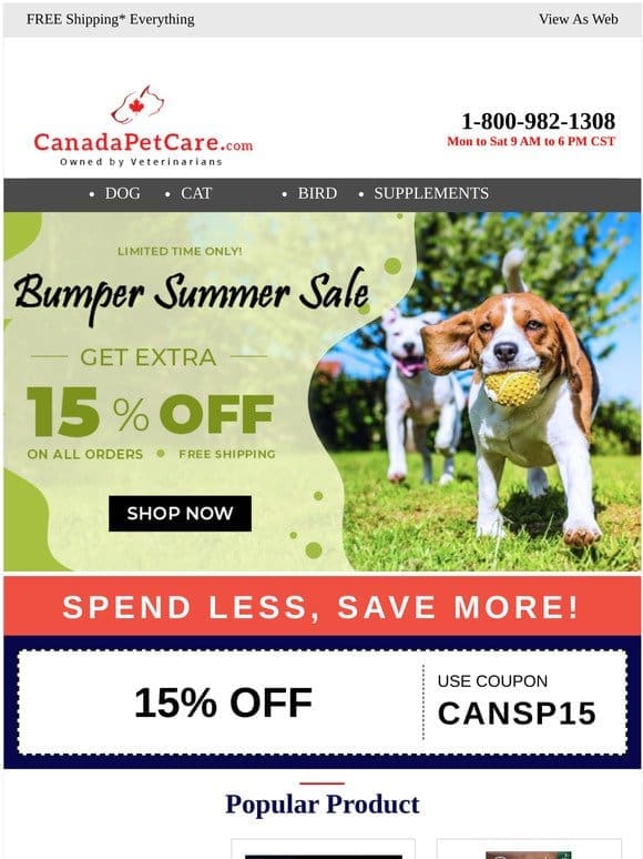 Bumper Summer Sale ! Save UP TO 65% + 15% extra off & free shipping