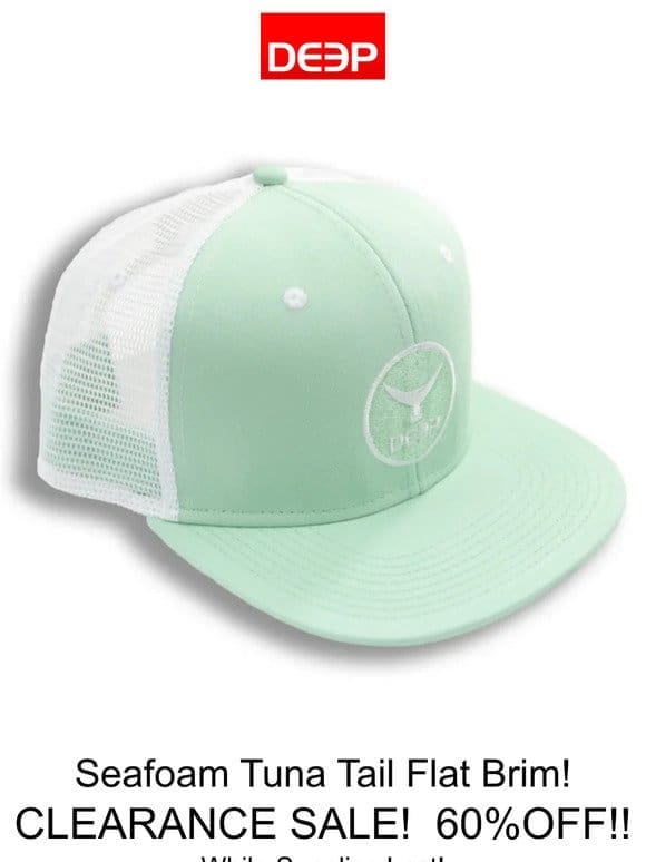 CLEARANCE SALE! Seafoam Tuna Tail Flatbrim Trucker 60% off!