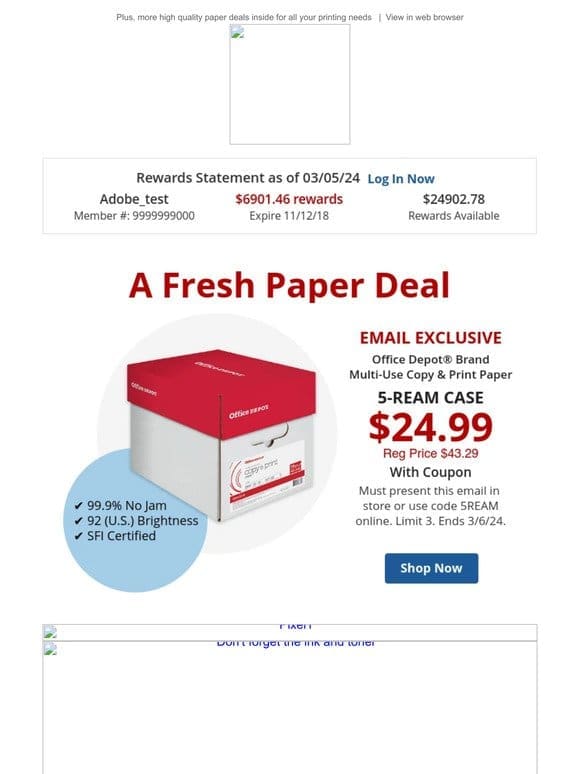 Can’t–miss deal alert! Just $24.99 Office Depot® Brand 5rm paper