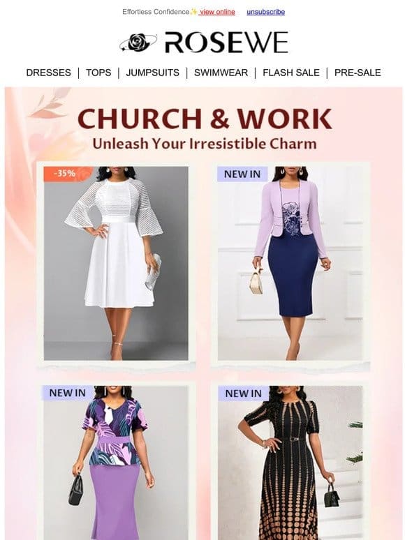 Church & Work: All dresses 4th free >>
