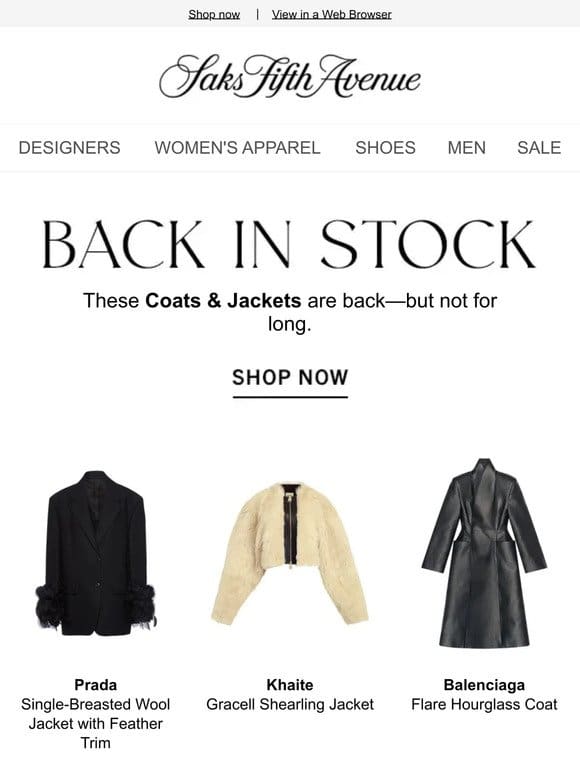 Coats & Jackets you’ll love are back in stock