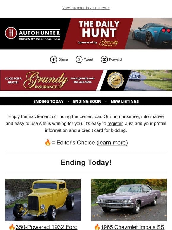 Daily Hunt: Now is the time to bid on that car you’ve been wanting…