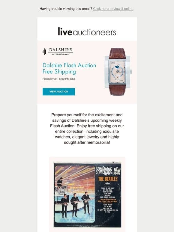 Dalshire International | Dalshire Flash Auction Free Shipping