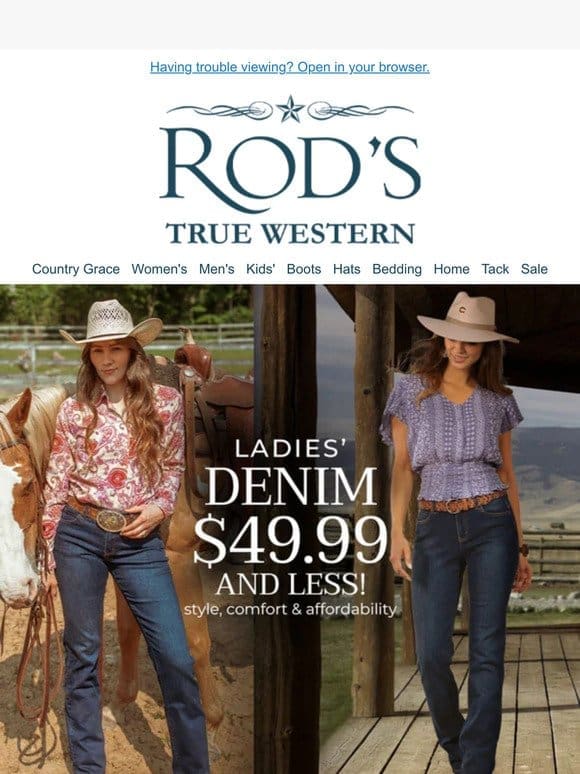 Denim for Less: Ladies’ Styles $49.99 and Below!