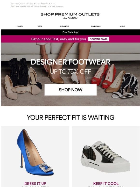 Designer Footwear Up to 75% Off