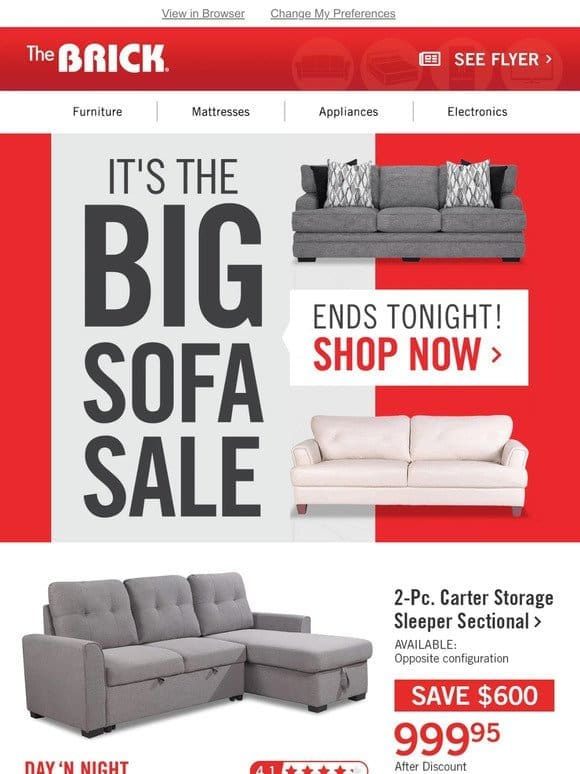 Don’t Miss It! Big Sofa Sale Ends Today!  ️