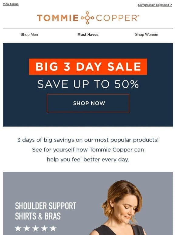 Don’t Miss Out: Big 3 Day Sale， Save up to 50%