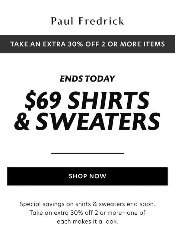 Don’t miss these $69 shirts & sweaters