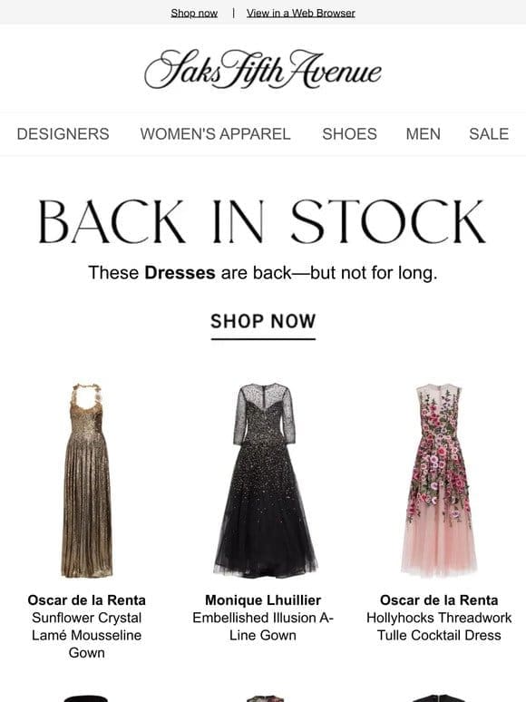 Dresses you’ll love are back in stock