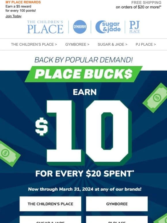EARN $10 PLACE BUCK$!