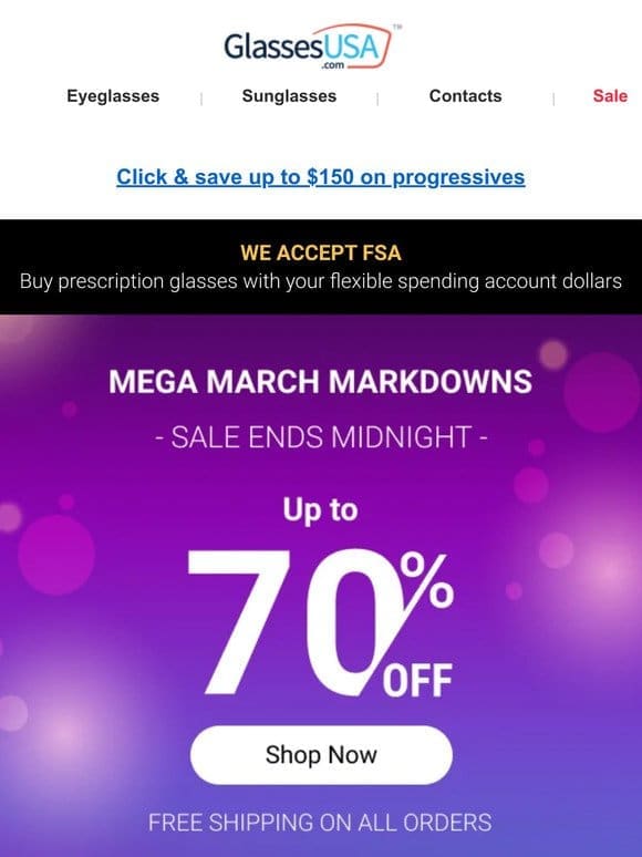ENDS MIDNIGHT   Mega March Flash Sale is almost over!