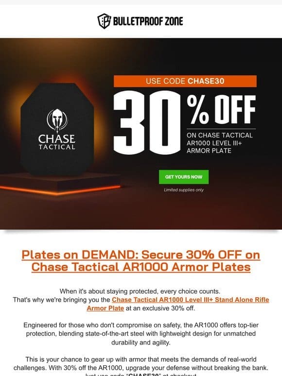 [EXCLUSIVE OFFER] 30% OFF AR1000 Level III+ Armor Plates!