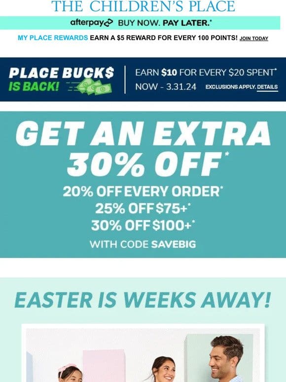 Easter is March 31st! Get EGGS-XTRA 30% OFF inside!