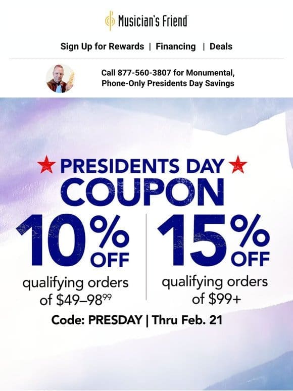 Ends soon: Use your Presidents Day coupon