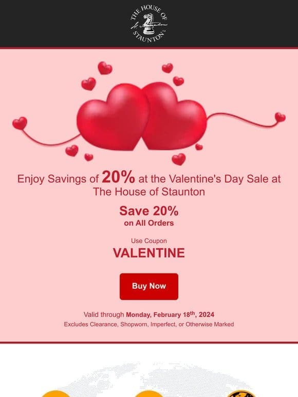 Enjoy Savings of 20% at the Valentine’s Day Sale at The House of Staunton