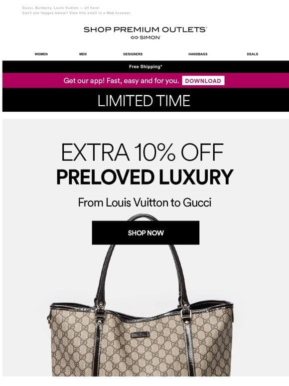 Extra 10% Off Preloved Handbags