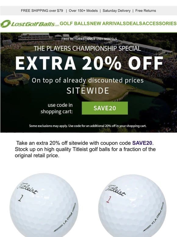 Extra 20% OFF Titleist Starts Today!