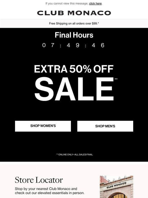 FINAL HOURS: Extra 50% Off Sale