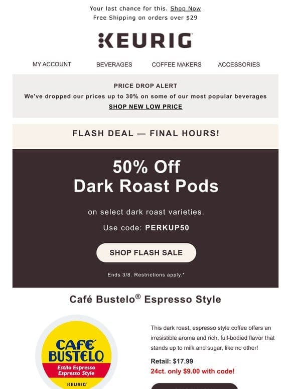 FINAL HOURS — 50% OFF Dark Roast is ending