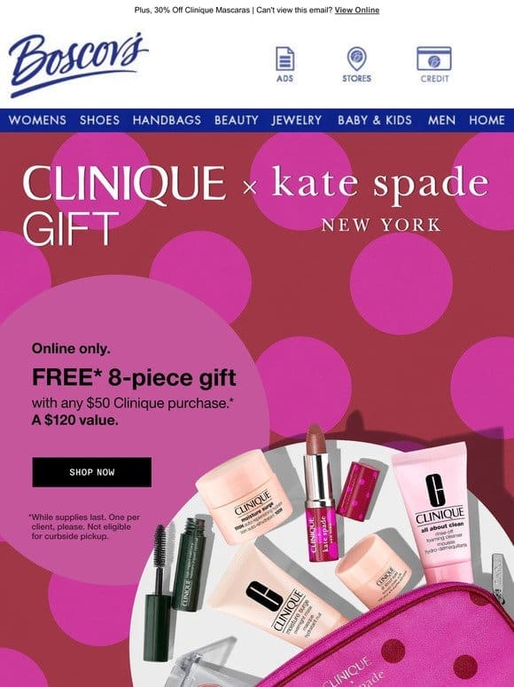 FREE 8 Piece Clinique & Kate Spade Gift
