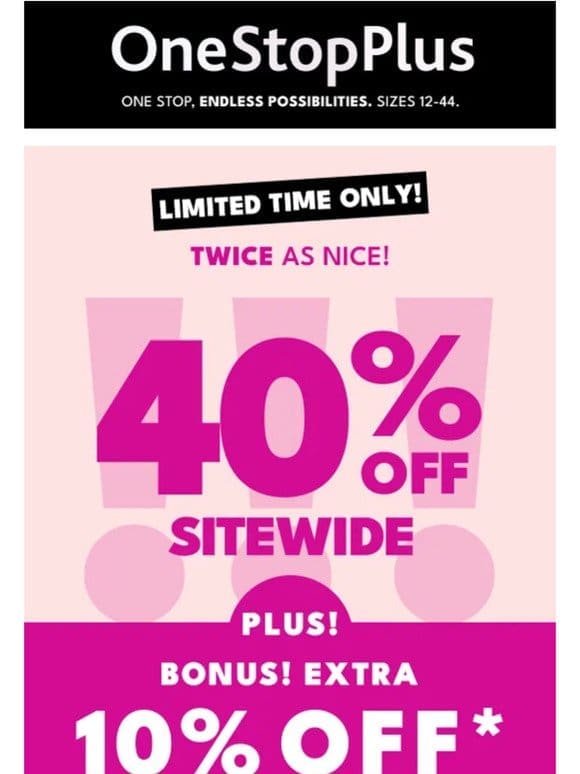 FWD: 40% off sitewide + 10% off bonus