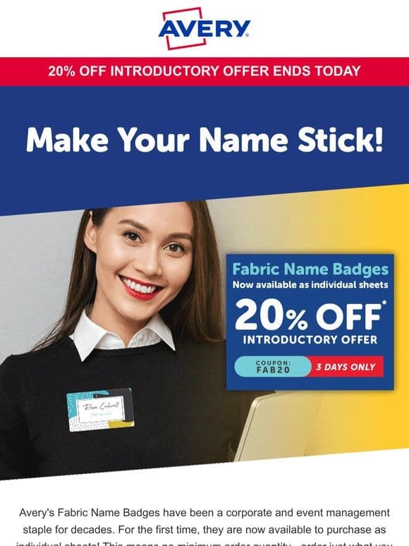 Fabric Name Badges – Sale Ends Today