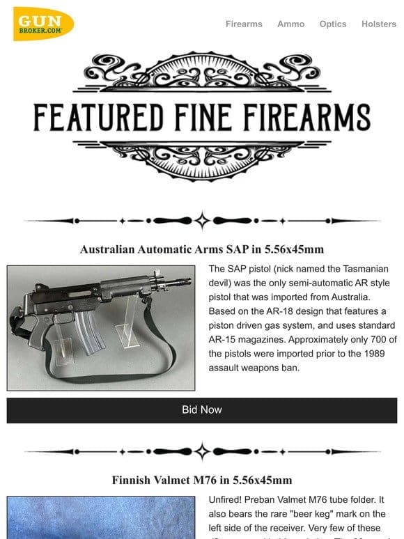 Featured Fine Firearm Auctions