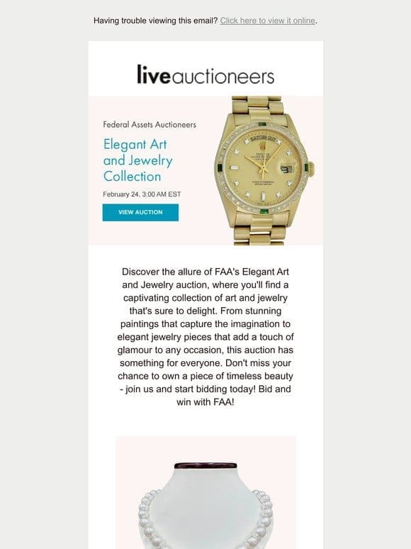 Federal Assets Auctioneers | Elegant Art and Jewelry Collection