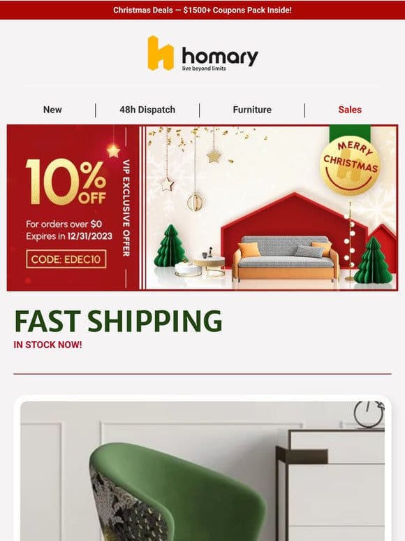 Festive Finds Ready to Ship! Enjoy Extra 10% Off