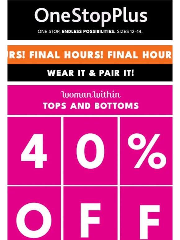 {Final Notice} 40% off ALL Woman Within Tops & Bottoms